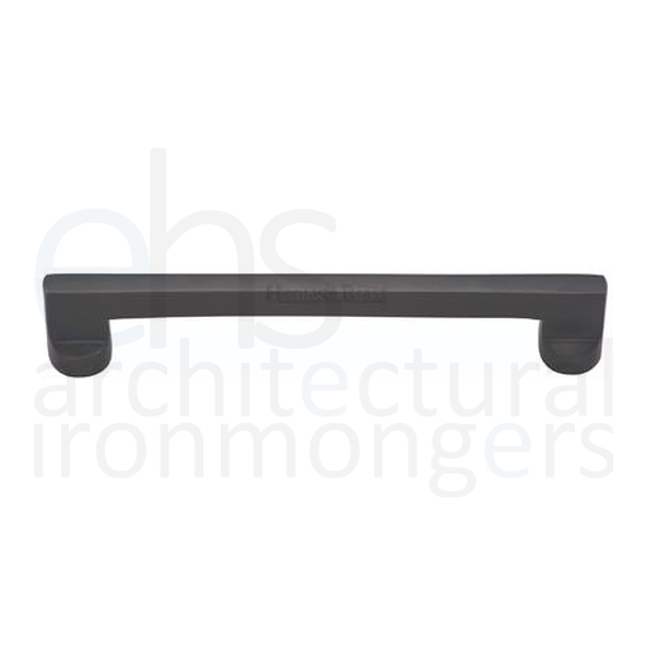 C0345 160-BKMT • 160 x 179 x 35mm • Matt Black • Heritage Brass Trident Cabinet Pull Handle